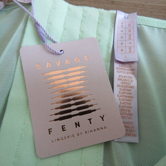 SAVAGE X FENTY Going Platinum Mesh Bustier Corset in Green Mist Metallic L NWT - Picture 11 of 13